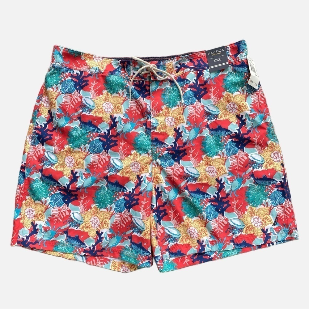 Nautica Men’s Tropical Coral Reef Swim Trunks Board Shorts XXL NWT